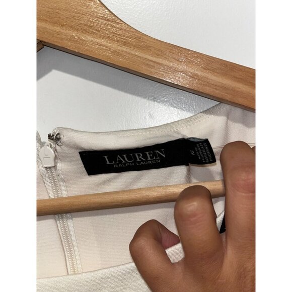 NWT Lauren Ralph Lauren Black Label Ivory Sleeveless Fit & Flare Crew Neck Women - Picture 4 of 9